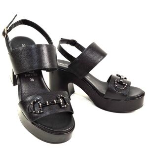 SPACE MODA BY REPO 🇮🇹 WOMEN'S BLACK SOFT LEATHER COMFORT SUMMER SANDALS